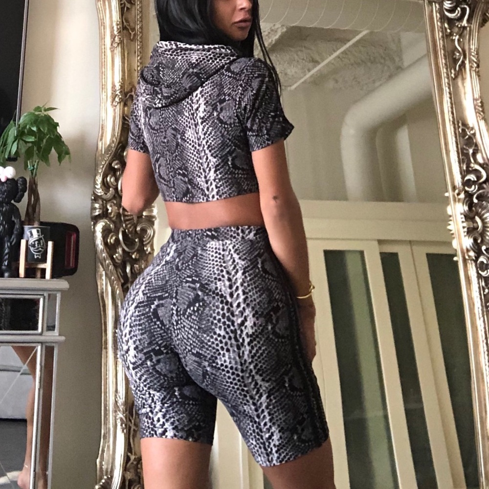 Snake print matching shorts set